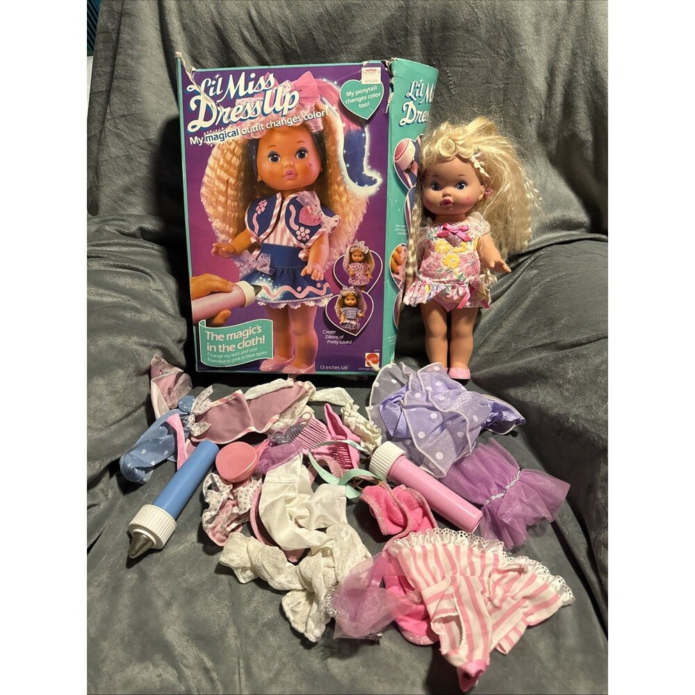 Vintage 1989 Mattel Lil Miss Dress Up Doll 4097 In Original Box Extra Clothes